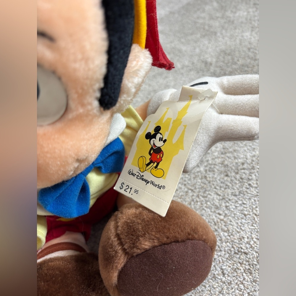 NEW! Vintage Pinocchio Doll Disneyland Walt Disney World Cloth Plush Sitting - Picture 6 of 7